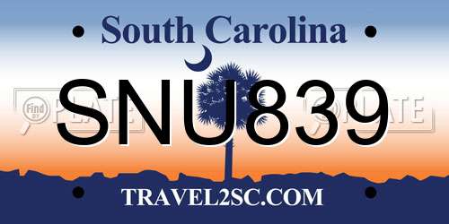 SNU839 South Carolina License Plate