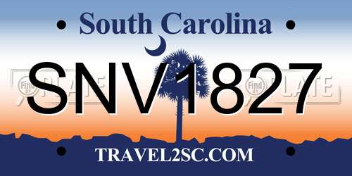SNV1827 South Carolina License Plate