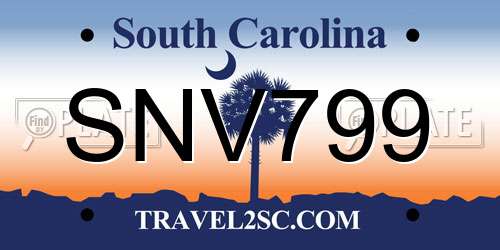 SNV799 South Carolina License Plate