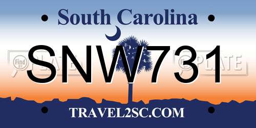 SNW731 South Carolina License Plate
