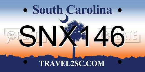 SNX146 South Carolina License Plate