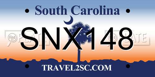 SNX148 South Carolina License Plate