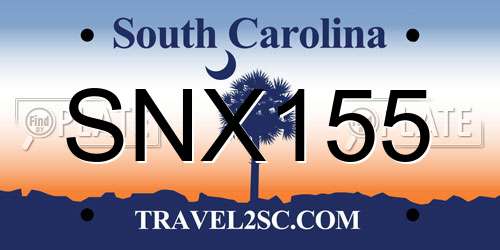 SNX155 South Carolina License Plate