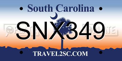 SNX349 South Carolina License Plate