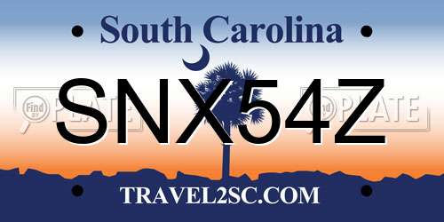 SNX54Z South Carolina License Plate