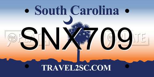 SNX709 South Carolina License Plate