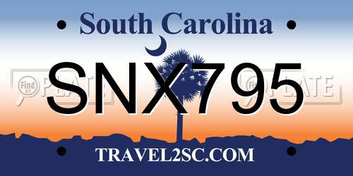 SNX795 South Carolina License Plate