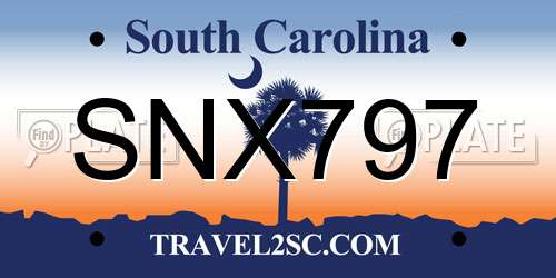 SNX797 South Carolina License Plate