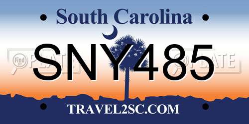 SNY485 South Carolina License Plate