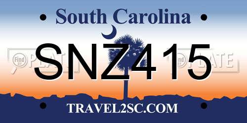SNZ415 South Carolina License Plate