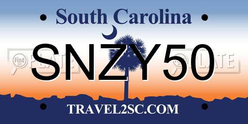 SNZY50 South Carolina License Plate