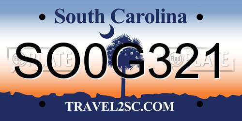 SO0G321 South Carolina License Plate