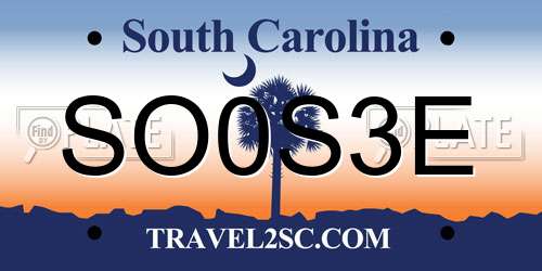 SO0S3E South Carolina License Plate