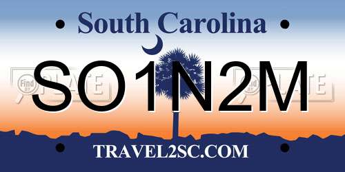 SO1N2M South Carolina License Plate