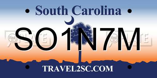 SO1N7M South Carolina License Plate