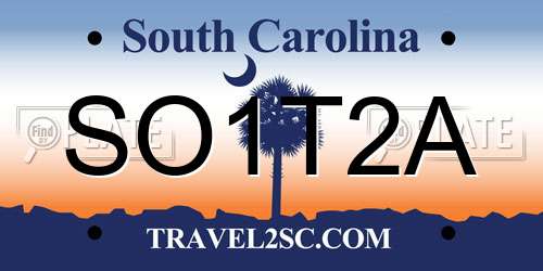 SO1T2A South Carolina License Plate