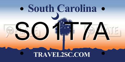 SO1T7A South Carolina License Plate