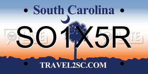 SO1X5R South Carolina License Plate