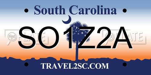 SO1Z2A South Carolina License Plate