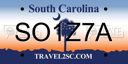 SO1Z7A South Carolina License Plate