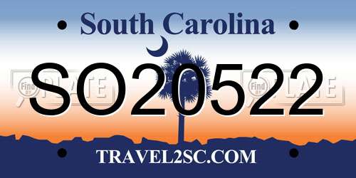 SO20522 South Carolina License Plate