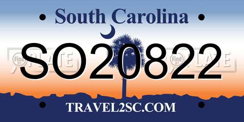 SO20822 South Carolina License Plate