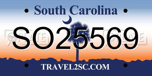 SO25569 South Carolina License Plate