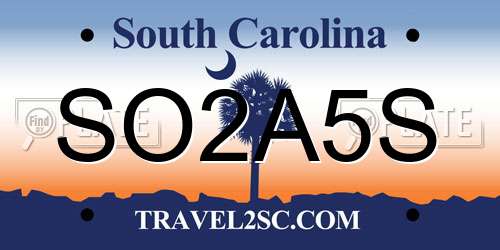 SO2A5S South Carolina License Plate
