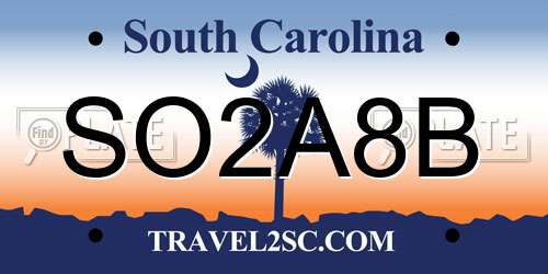 SO2A8B South Carolina License Plate