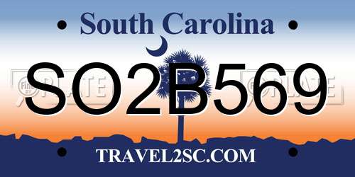 SO2B569 South Carolina License Plate