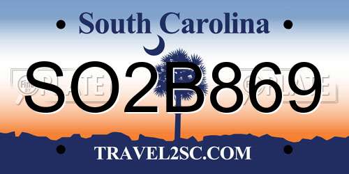 SO2B869 South Carolina License Plate
