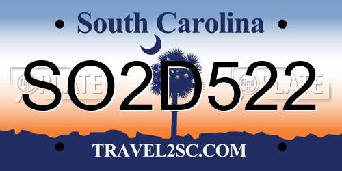 SO2D522 South Carolina License Plate