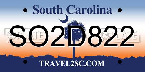 SO2D822 South Carolina License Plate