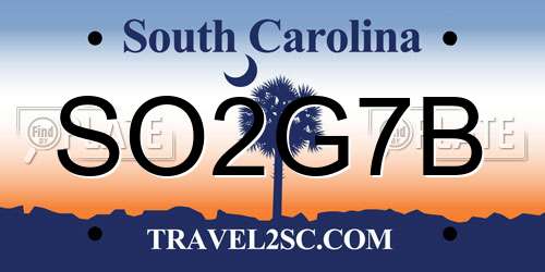 SO2G7B South Carolina License Plate