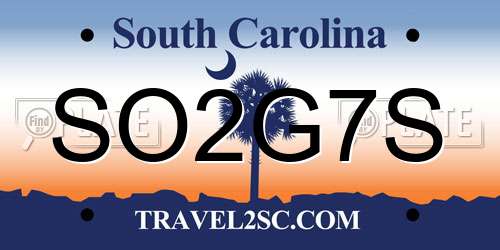 SO2G7S South Carolina License Plate