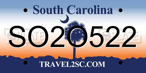 SO2O522 South Carolina License Plate