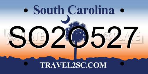 SO2O527 South Carolina License Plate