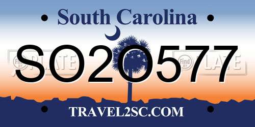 SO2O577 South Carolina License Plate