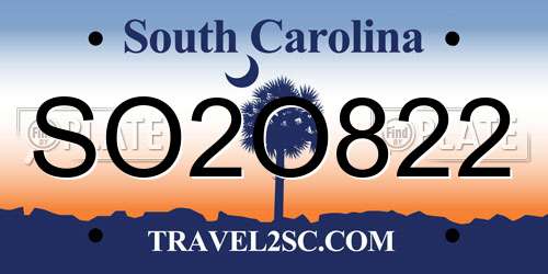 SO2O822 South Carolina License Plate