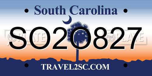 SO2O827 South Carolina License Plate