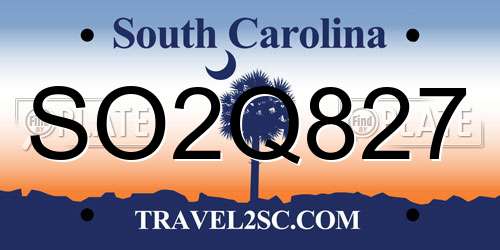 SO2Q827 South Carolina License Plate