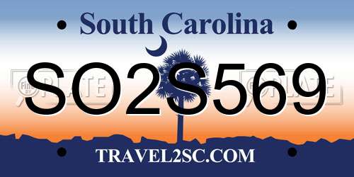 SO2S569 South Carolina License Plate