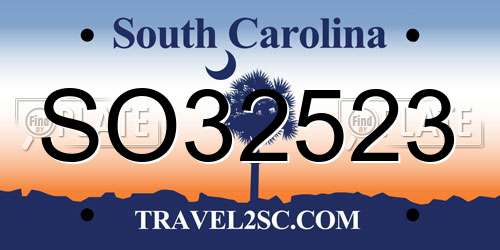 SO32523 South Carolina License Plate