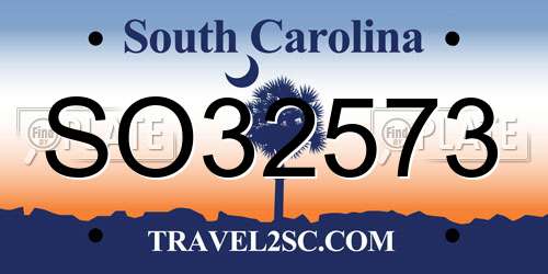 SO32573 South Carolina License Plate