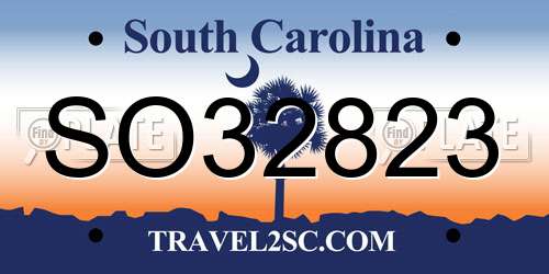 SO32823 South Carolina License Plate