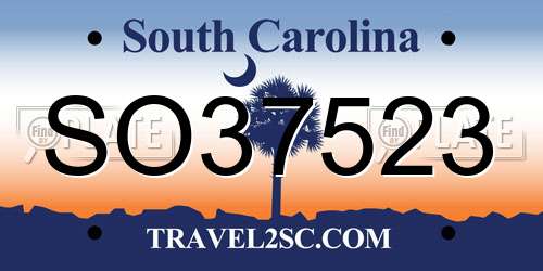 SO37523 South Carolina License Plate