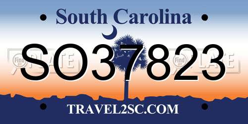 SO37823 South Carolina License Plate