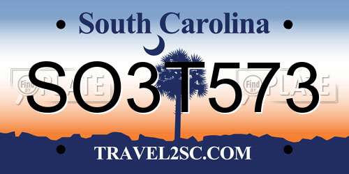 SO3T573 South Carolina License Plate