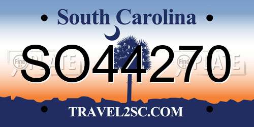 SO44270 South Carolina License Plate