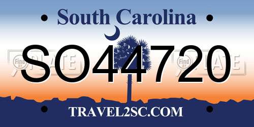 SO44720 South Carolina License Plate